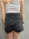 High-Waisted Black Distressed Shorts